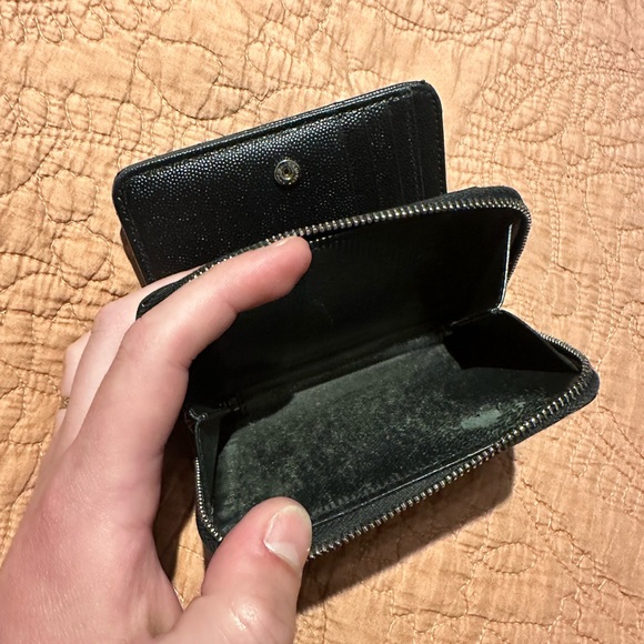 SOLD. YSL Yves Saint Laurent Cassandre Wallet - Black with Silver - Like New!! - Picture 3 of 6